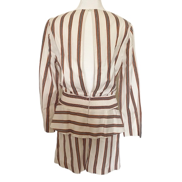 Maje Ieni Striped Peplum Romper in White - Picture 8 of 14